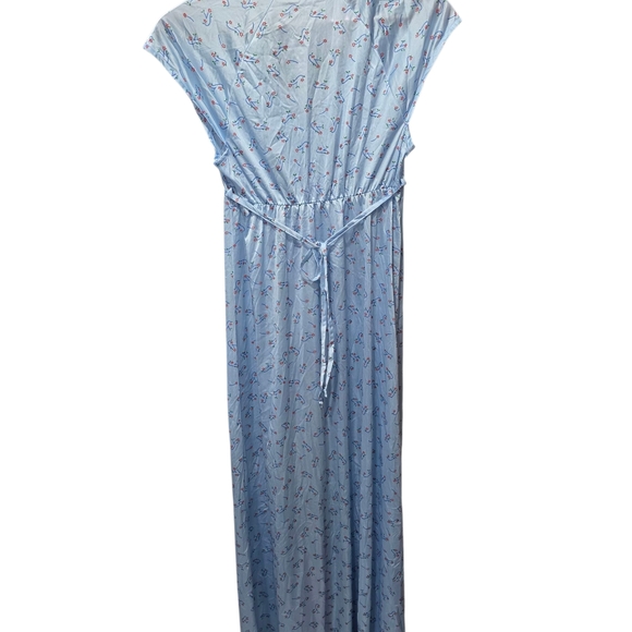 Vintage Vassarette Nightgown Long Maxi Light Blue Floral Nylon Size S - Picture 7 of 9